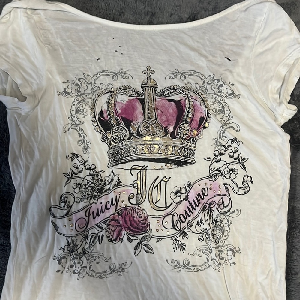 White with pink juicy couture womens tee shirt